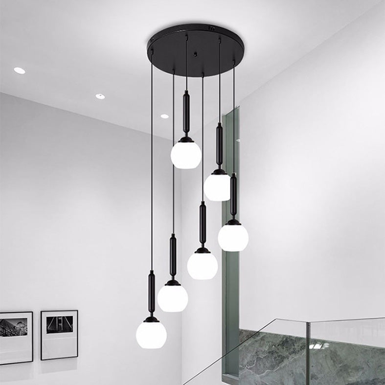 Spiral Stairs Pendant Light Fixture Glass Nordic Style 9 Blub Hanging Light