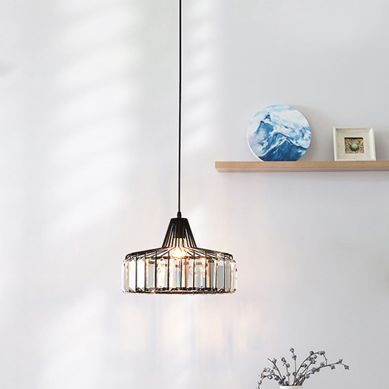 Crystal Drum Pendant Ceiling Light Simplicity Hanging Ceiling Light for Dinning Room
