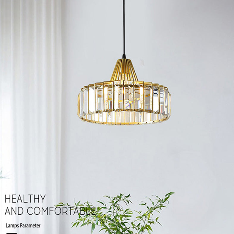 Crystal Drum Pendant Ceiling Light Simplicity Hanging Ceiling Light for Dinning Room