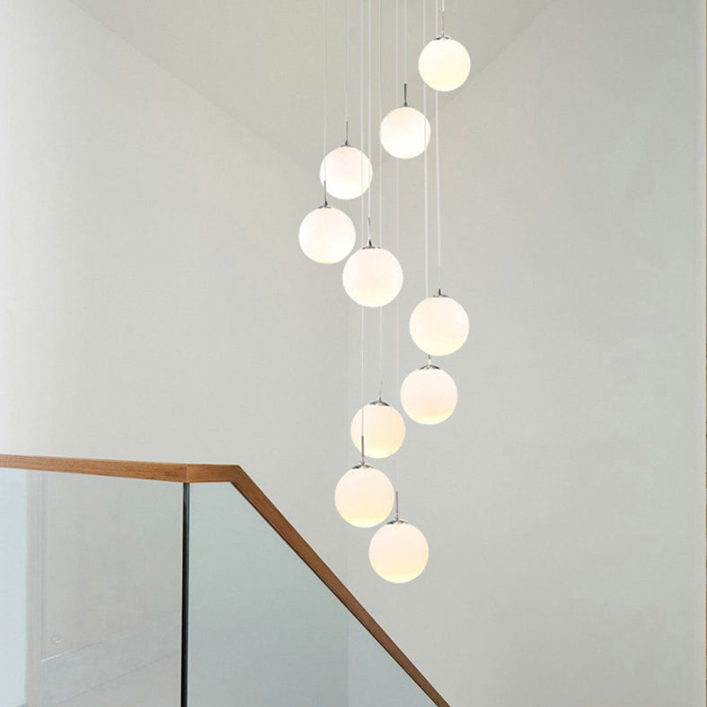 Spiral Stairs 10 Blub Pendant Light Fixture Clear Glass Sphere Nordic Style Multiple Hanging Light