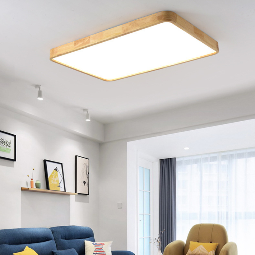 Modern Style Geometrical Flush Mount Lighting Wood 1-Light Flush Mount Led Light