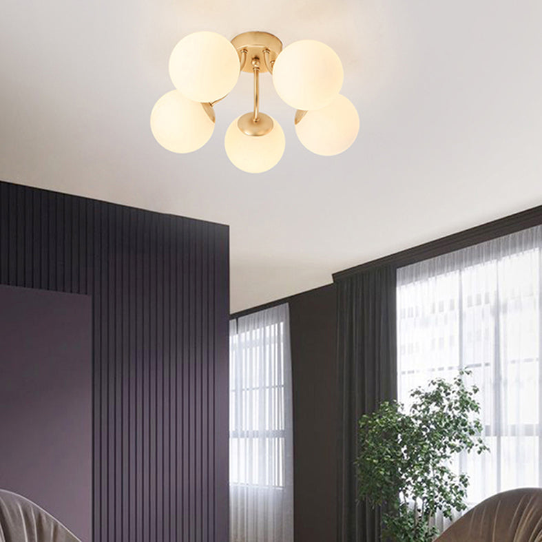 Nordic Modern Minimalist Glass Flush Mount Lamp with Glass Shade for Living Room