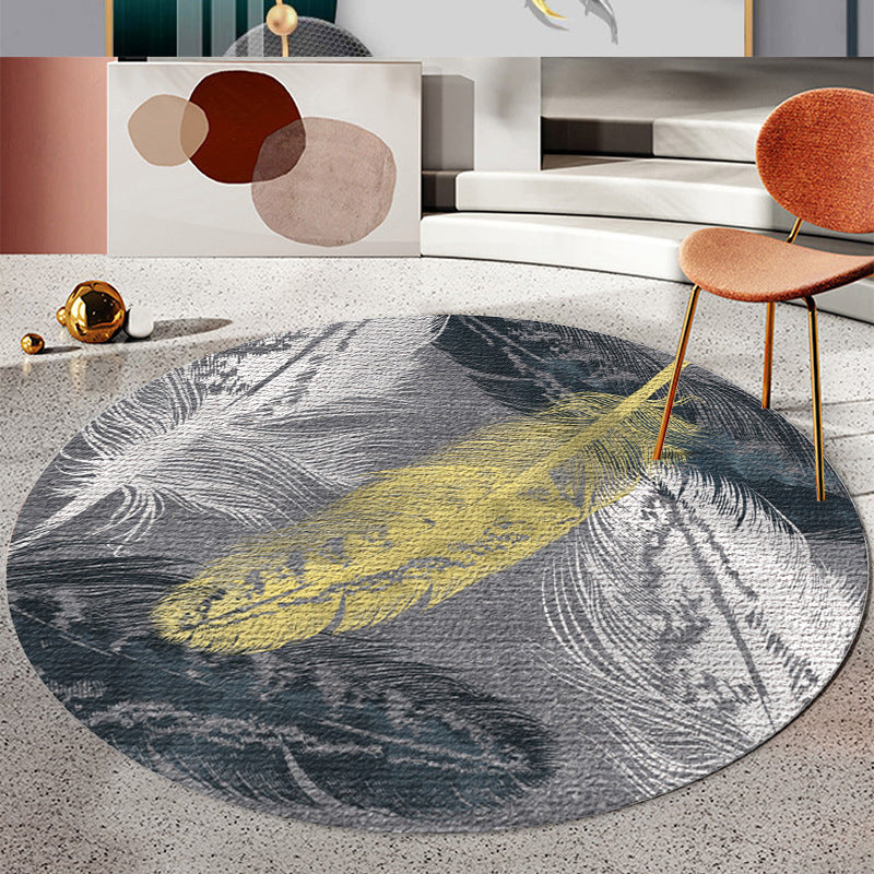 Round Geometry Print Carpet Polyester Nordic Area Rug Non-Slip Backing Indoor Carpet for Living Room