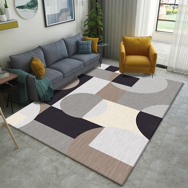 Minimalist Graphic Print Rug Polyester Area Carpet Pet Friendly Indoor Rug for Home Decoration