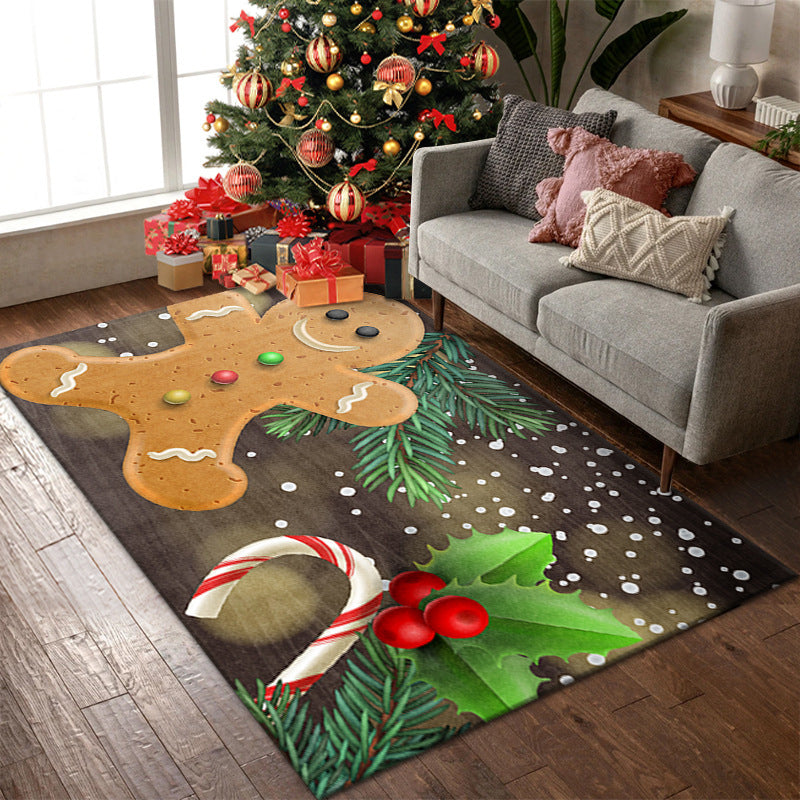 Red Contemporary Rug Polyester Christmas Area Rug Stain Resistant Rug for Living Room