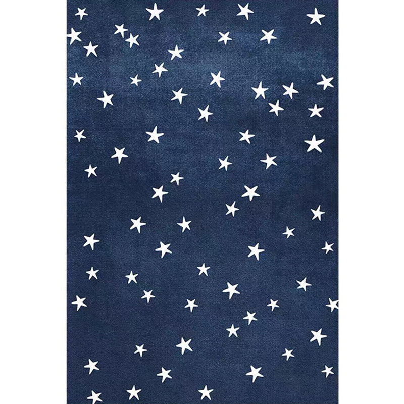 Funky Indoor Rug All-Over Star Print Rug Polyster Non-Slip Backing Area Carpet for Living Room