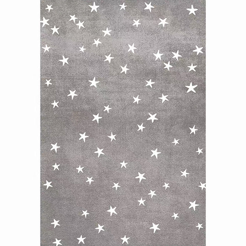Funky Indoor Rug All-Over Star Print Rug Polyster Non-Slip Backing Area Carpet for Living Room