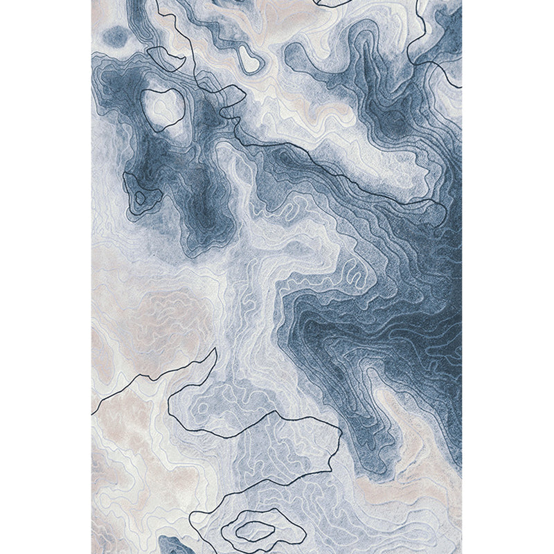 Contemporary Ink Painting Carpet Polyester Area Rug Non-Slip Backing Indoor Carpet for Living Room