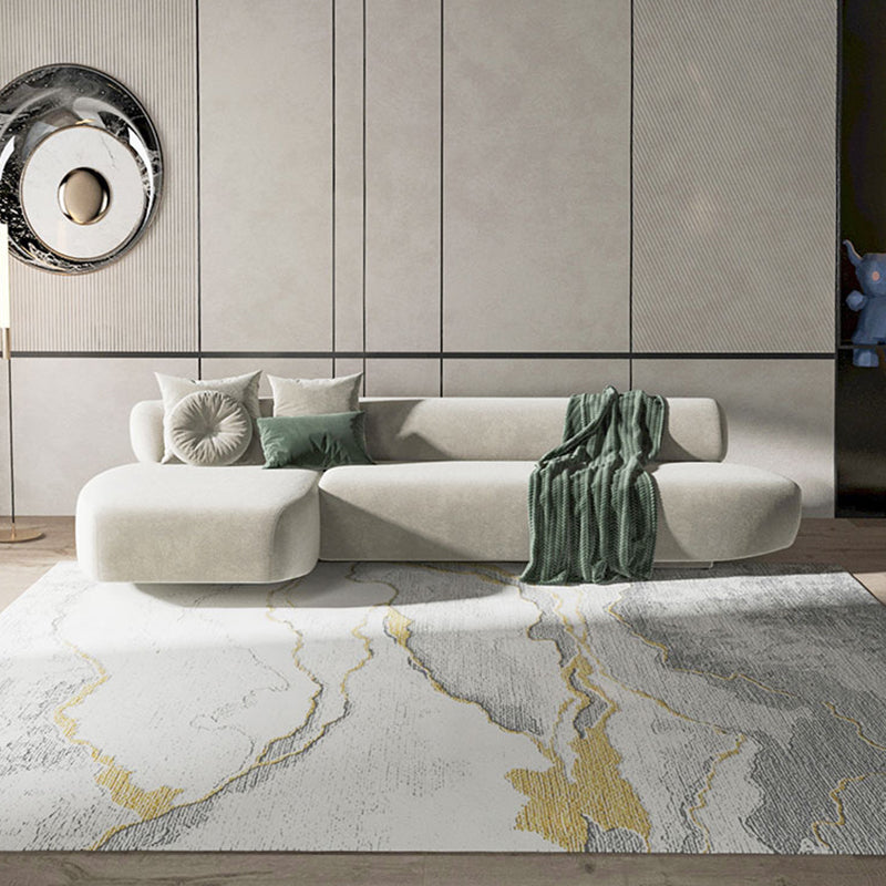 Contemporary Ink Painting Carpet Polyester Area Rug Non-Slip Backing Indoor Carpet for Living Room