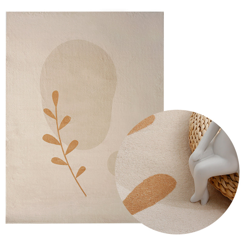 Apricot Modern Area Rug Color Block Polyester Carpet Easy Care Washable Rug for Home Decor