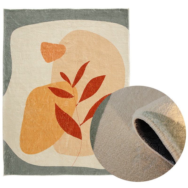 Apricot Modern Area Rug Color Block Polyester Carpet Easy Care Washable Rug for Home Decor