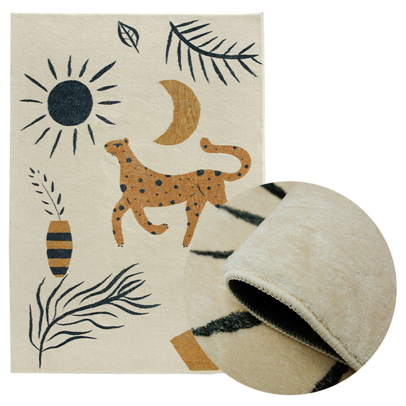 Apricot Modern Area Rug Color Block Polyester Carpet Easy Care Washable Rug for Home Decor