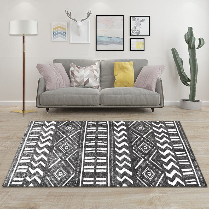 Alfombra de estampado tribal minimalista bohemio alfombra resistente a la alfombra de alfombra para sala de estar para sala de estar