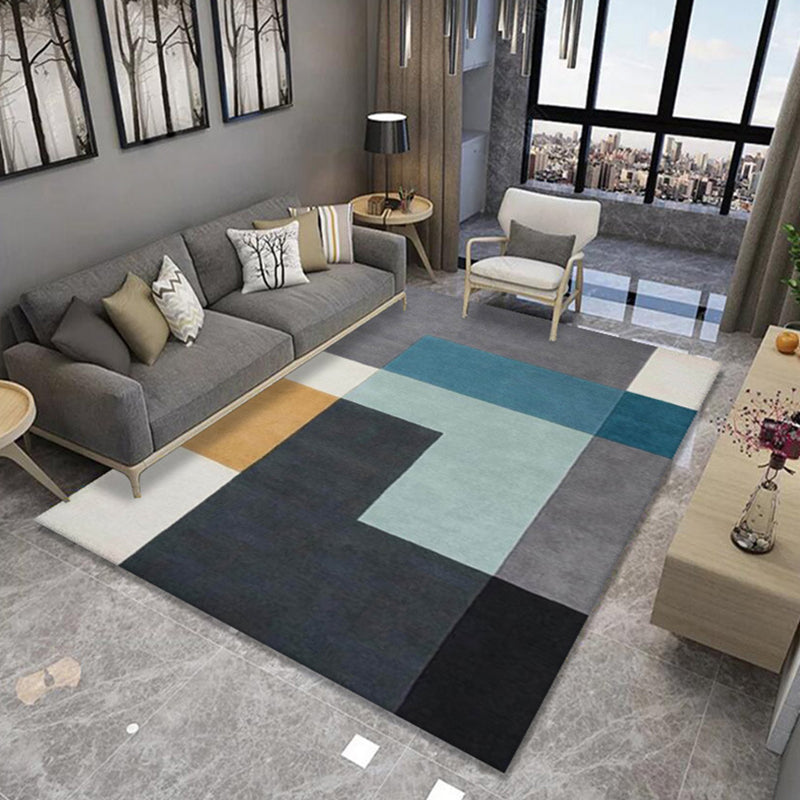 Simple Geometry Pattern Rug Polyester Carpet Non-Slip Backing Indoor Carpet for Home Decoration