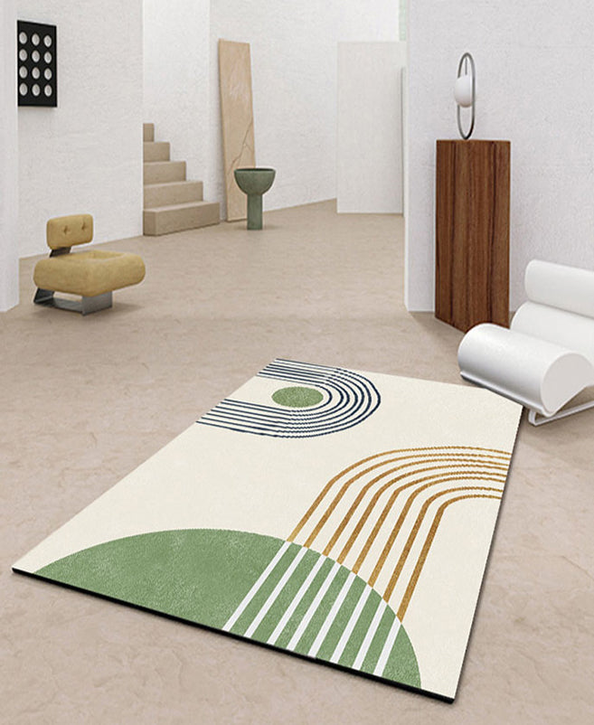 Green Modern Area Rug Color Block Polyester Rug Non-Slip Backinng Carpet for Living Room