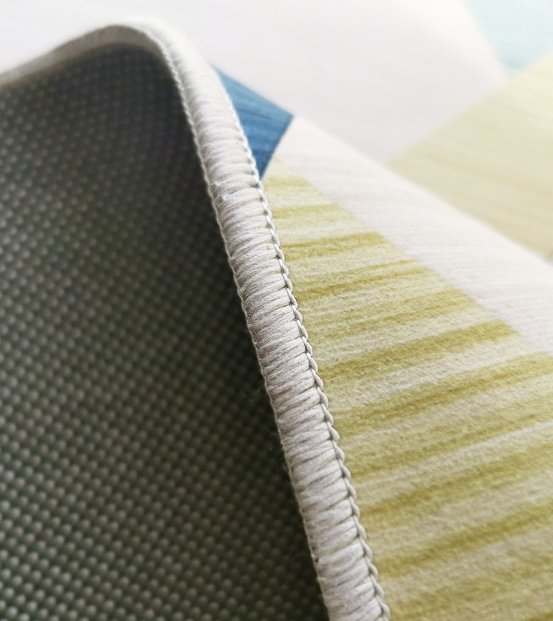 Fancy Modern Rug Blue Geometric Pattern Polyester Area Carpet Non-Slip Backing Rug for Living Room