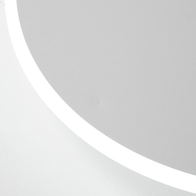 Modern Style Round Disc Led Flush Mount Fixture Metal 1 Light in white for Living Room