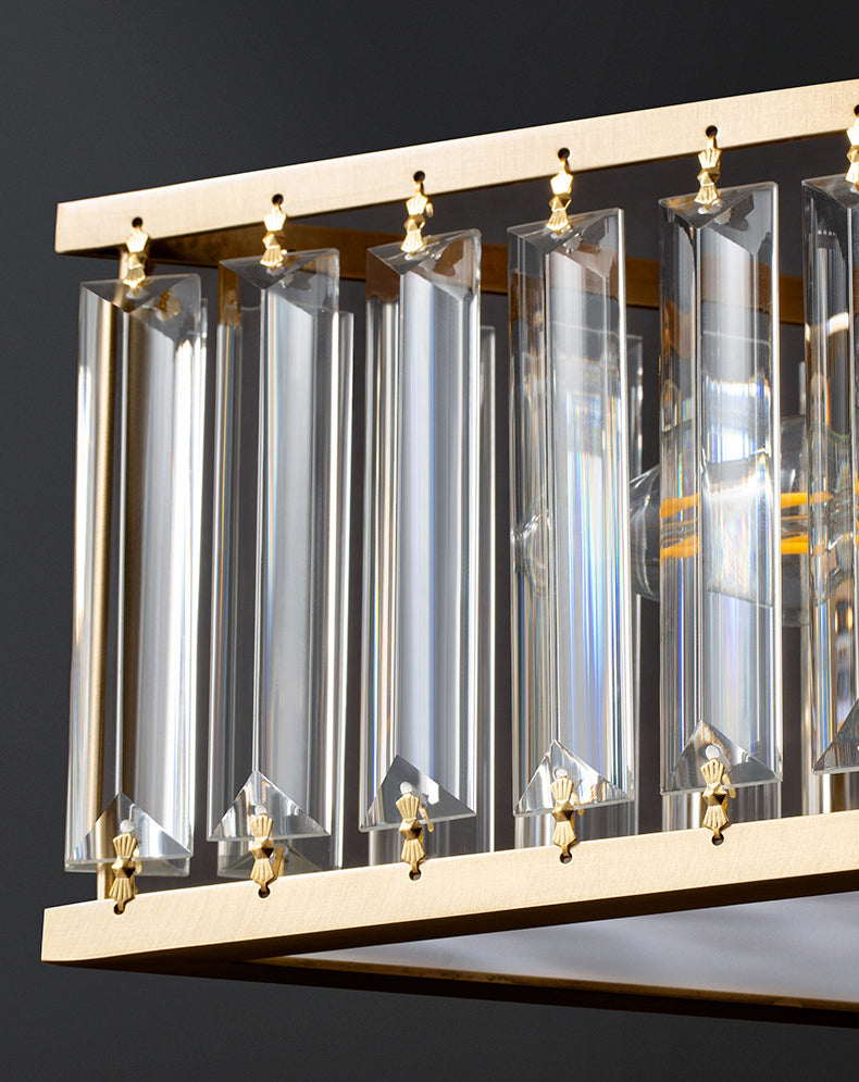 Plafonnier en forme d'étoile dorée, plafonnier à 5 lumières en cuivre de style créatif colonial avec abat-jour en cristal