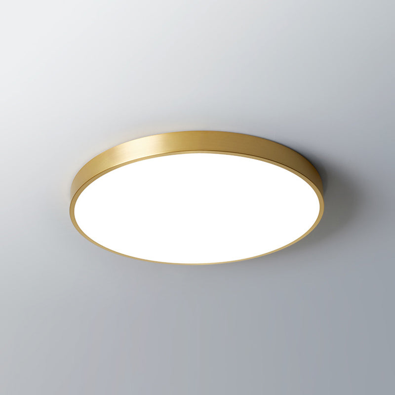 Modern Style Circle Flush Ceiling Light Fixtures 1-Light Acrylic Flush Mount Lamp in Brass