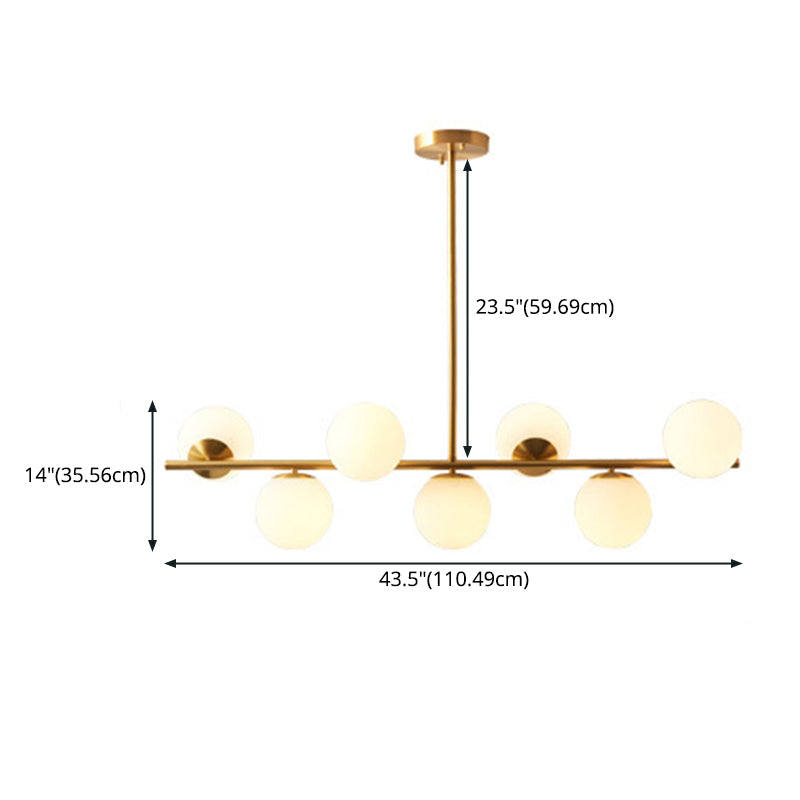 Brass 7-Light Island Light in Modern Luxury Style Copper Globe Pendant Light for Dining Room