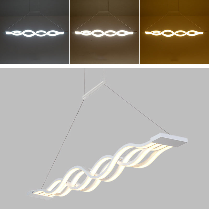 Lumière de l'île LED linéaire blanche dans un pendentif en fer forgé moderne avec une teinte acrylique