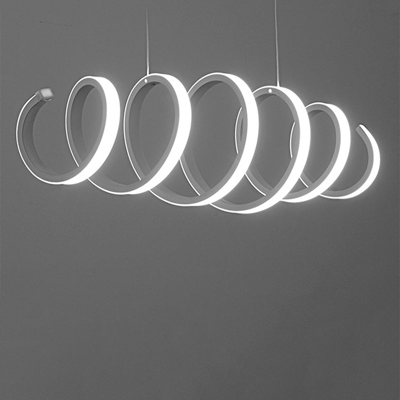 Acrylic White Linear LED Island Light in Modern Style Lacquered Iron Pendant Light for Dining Room