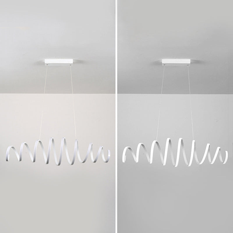 Acrylic White Linear LED Island Light in Modern Style Lacquered Iron Pendant Light for Dining Room