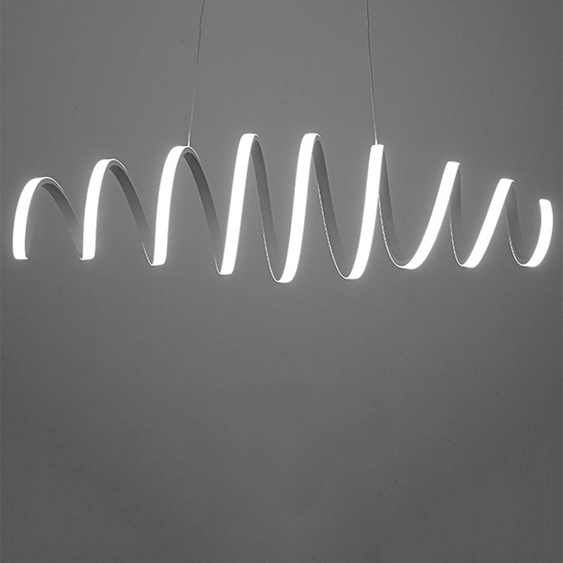 Acrylic White Linear LED Island Light in Modern Style Lacquered Iron Pendant Light for Dining Room