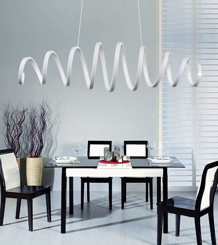 Acrylic White Linear LED Island Light in Modern Style Lacquered Iron Pendant Light for Dining Room