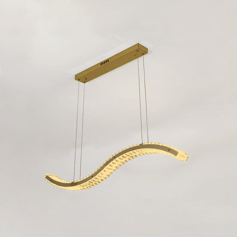 Modern Island Lighting Linear Crystal LED Pendant Lights for Dining Room