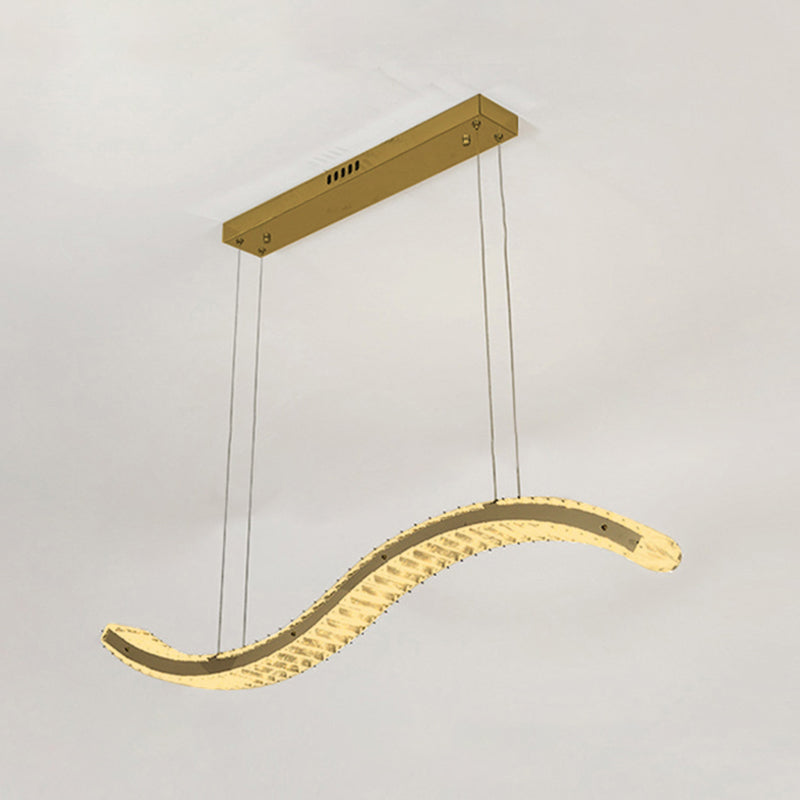 Modern Island Lighting Linear Crystal LED Pendant Lights for Dining Room