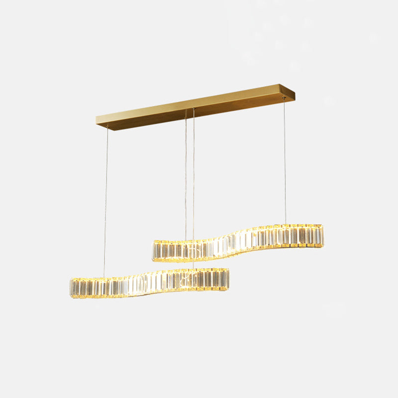 Modern Island Lighting Linear Crystal LED Pendant Lights for Dining Room
