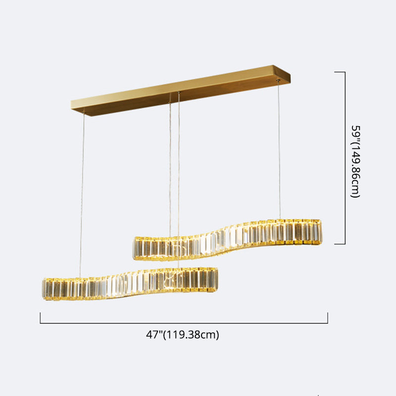 Modern Island Lighting Linear Crystal LED Pendant Lights for Dining Room