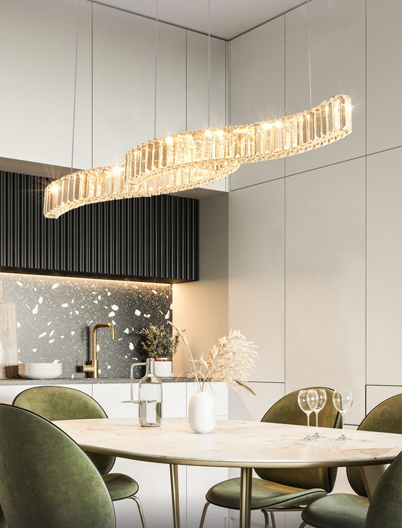 Modern Island Lighting Linear Crystal LED Pendant Lights for Dining Room