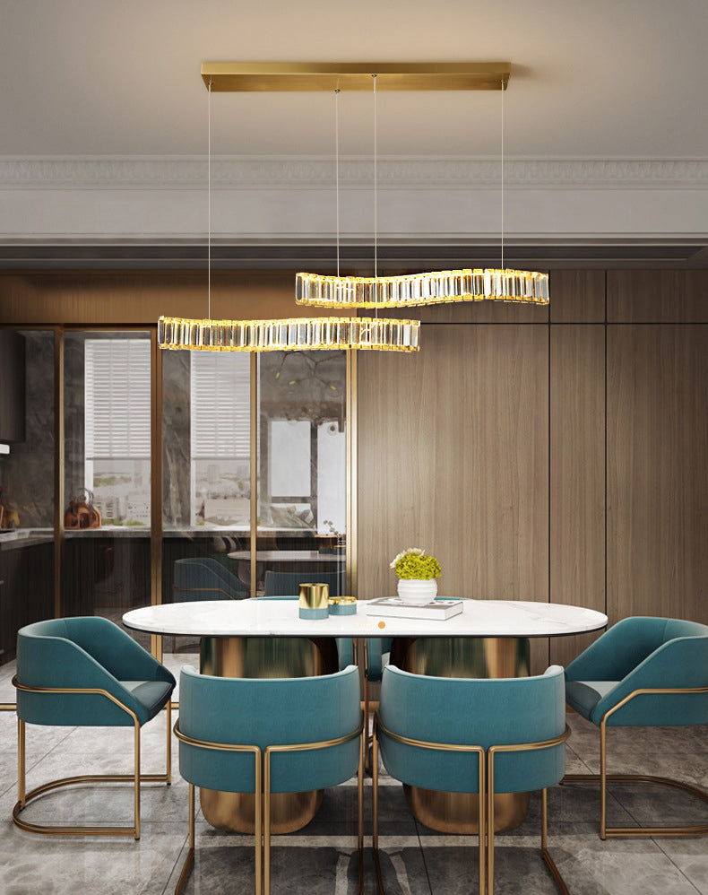 Modern Island Lighting Linear Crystal LED Pendant Lights for Dining Room