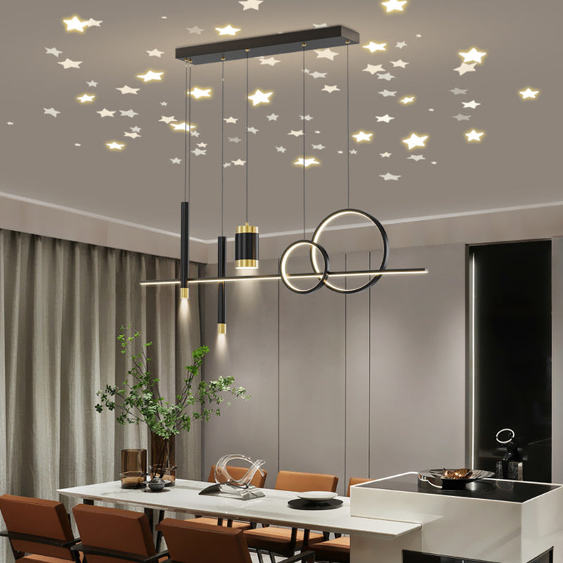Idee per illuminazione dell'isola a led in metallo moderno lampada lampadario lineare per sala da pranzo