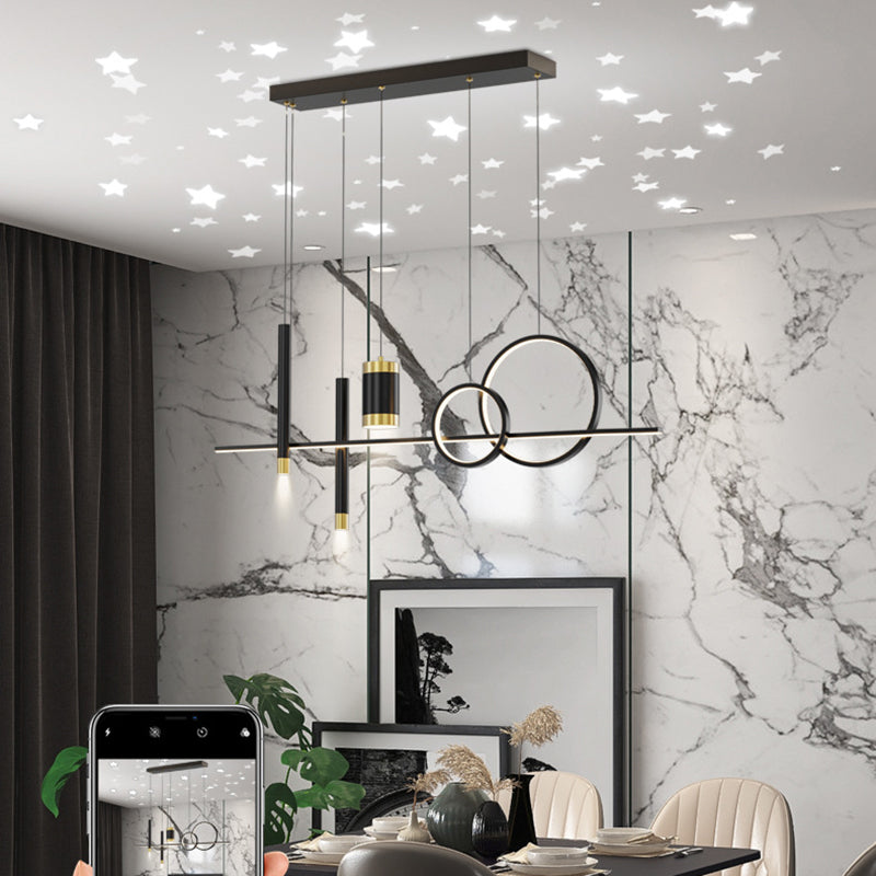 Idee per illuminazione dell'isola a led in metallo moderno lampada lampadario lineare per sala da pranzo