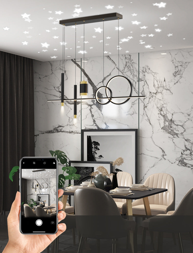 Idee per illuminazione dell'isola a led in metallo moderno lampada lampadario lineare per sala da pranzo