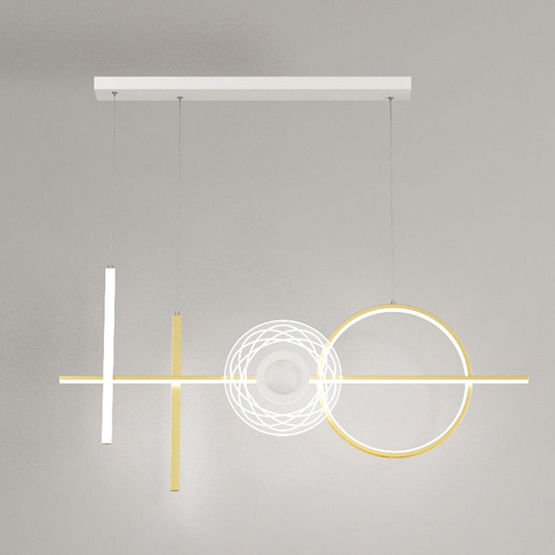 Geometric Island Lighting Fixtures Modern Chandelier Metal Island Lamps 4 Light in Gold