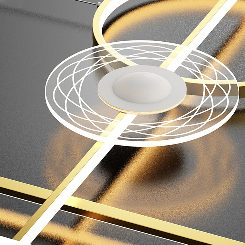 Geometric Island Lighting Fixtures Modern Chandelier Metal Island Lamps 4 Light in Gold