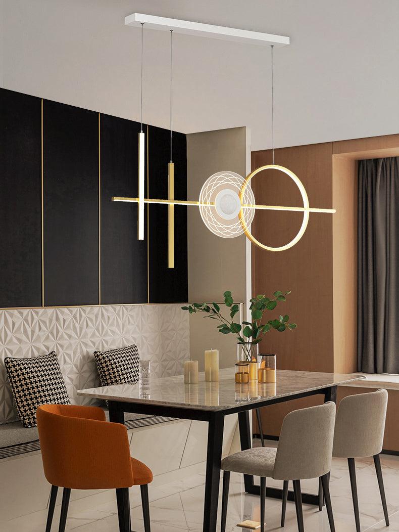 Geometric Island Lighting Fixtures Modern Chandelier Metal Island Lamps 4 Light in Gold