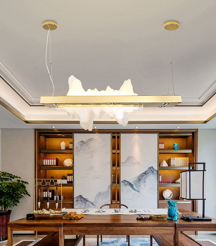 Adjustable 1 Light Island Lights Modern Lighting Chandelier Metal Island Lamps in Gold