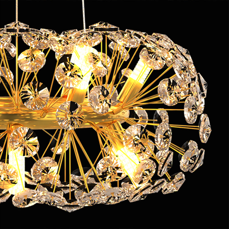 12 Lights Island Light Segnastre lampadario moderno Crystal e Metal Island Lights in oro