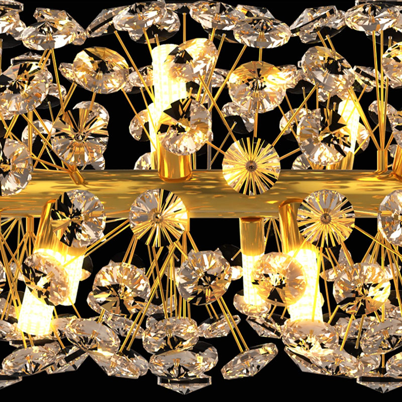 12 Lights Island Light Segnastre lampadario moderno Crystal e Metal Island Lights in oro