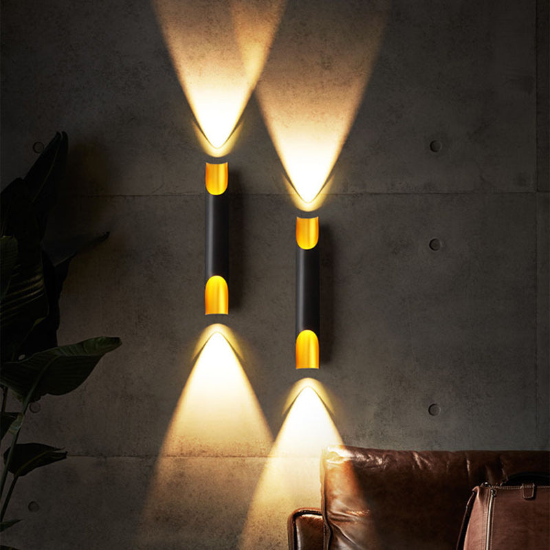 Luz de pared cilindroide negra y dorada en lámpara de pared de aluminio lacado en estilo creativo moderno