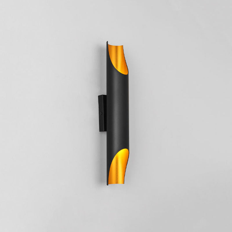Black and Gold Cylindroid Wall Light in Modern Creative Style Lacquered Aluminium Wall Lamp