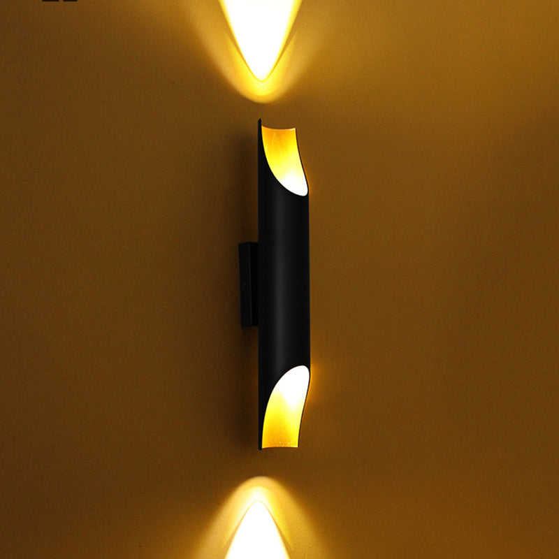 Luz de pared cilindroide negra y dorada en lámpara de pared de aluminio lacado en estilo creativo moderno