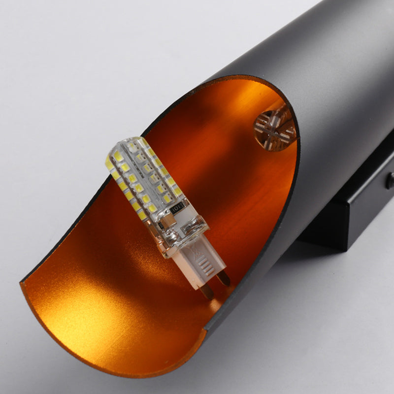 Luz de pared cilindroide negra y dorada en lámpara de pared de aluminio lacado en estilo creativo moderno