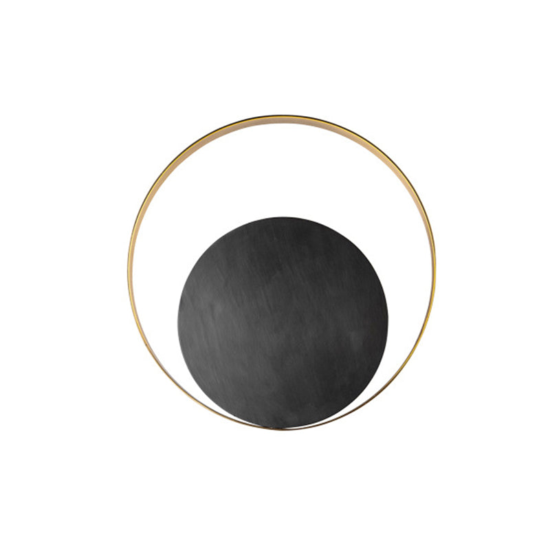 Black and Gold Single Wall Lamp in Modern Simplicity Copper Circular Wall Light for Interior Spaces