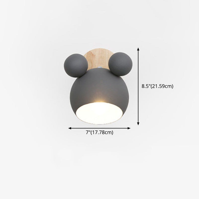 Lámpara de pared de globo de madera de pared única nórdica moderna con sombra de hierro forjado